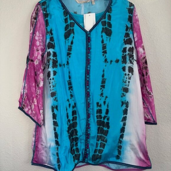 Soft Surroundings Curacao Tunic‎ Top Shirt 100% Silk Tie Dye New with Tags - Picture 4 of 6